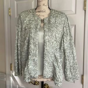 JS Boutique Pale Mint Textured Beaded Blazer
